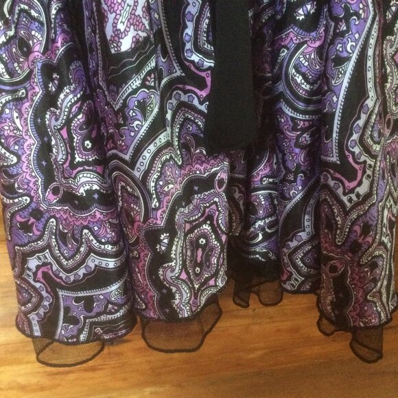 Studio Y Purple/Black Paisley Y2K Fairycore Babydoll Satin Dress Size Medium* - Picture 3 of 4
